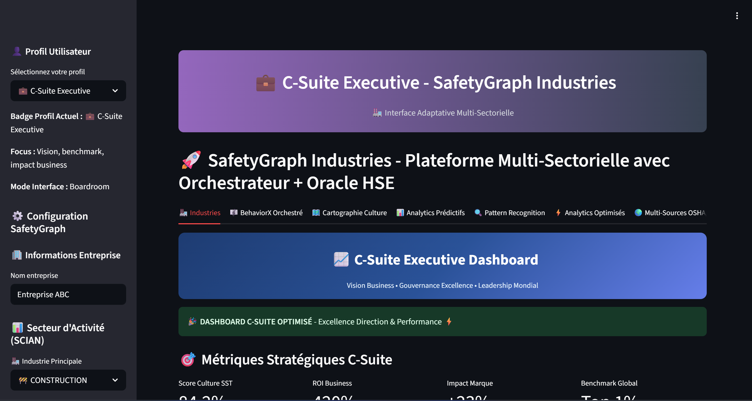 Dashboard C-Suite Optimisé